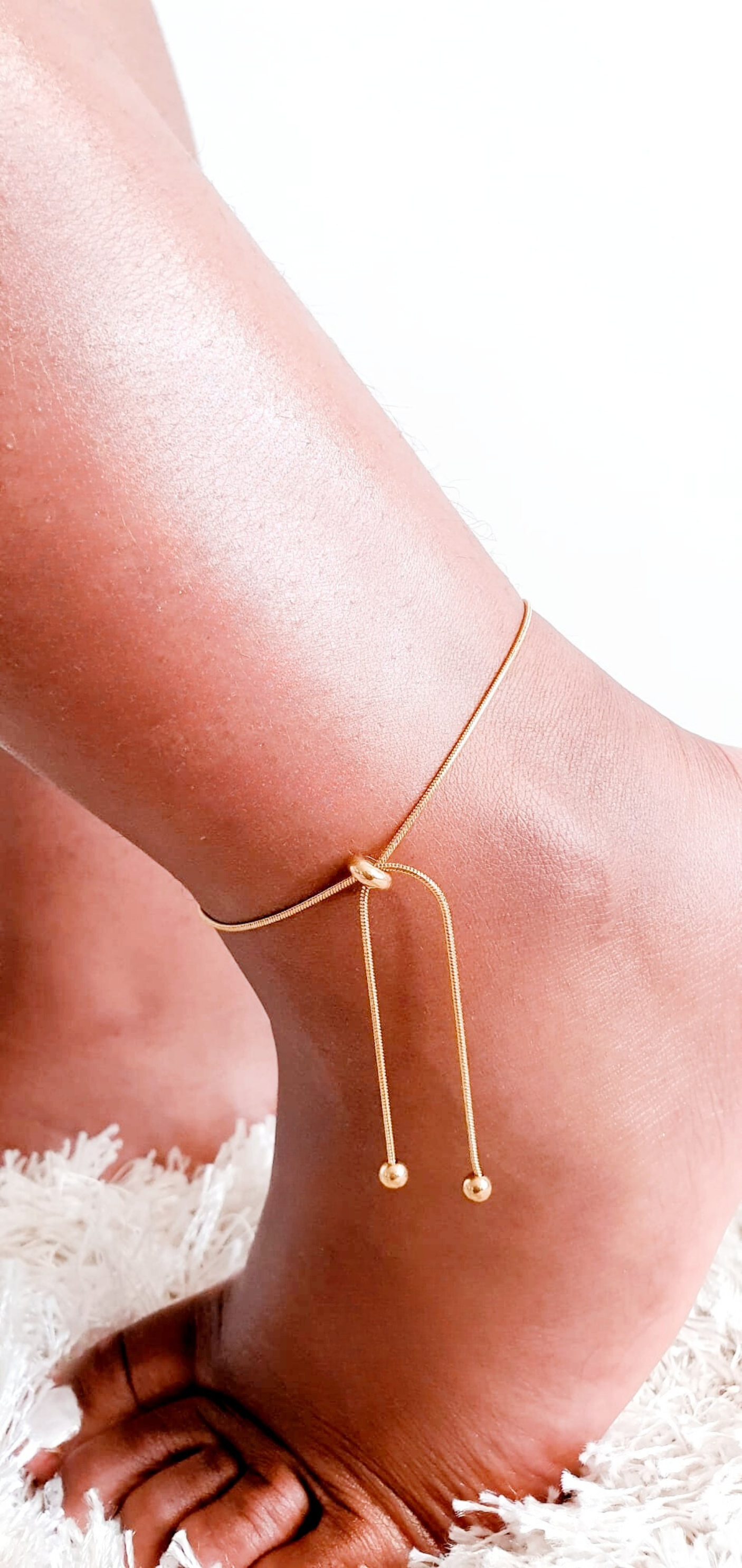 18k gold plated adjustable chain anklet. Size 30cm